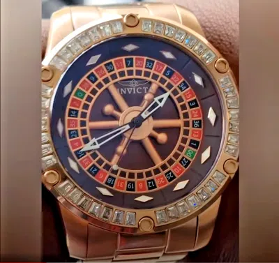 Pre-owned Invicta Specialty Casino Roulette Dial Auto Rose Gold Men Crsytal Watch 28714