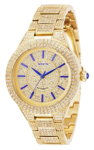 Pre-owned Invicta Specialty Crystal Pavé Automatic Unisex Watch - 38mm, Gold 31696