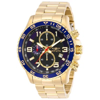 Pre-owned Invicta Specialty Men X093_14878 Black Dial Blue Bezel Chronograph Deployante