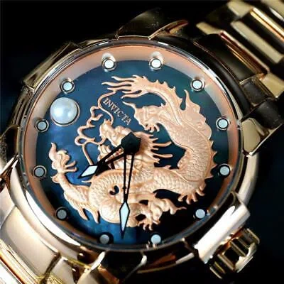 Pre-owned Invicta Speedway Dragon Mother Of Pearl Rose Gold Plated Automatic Watch