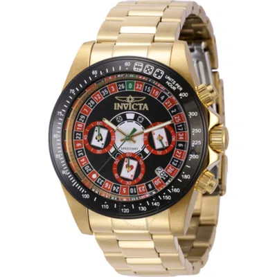 Invicta Speedway Roulette Casino Chronograph Gmt Quartz Black Dial Men's Watch 44644 In Gold