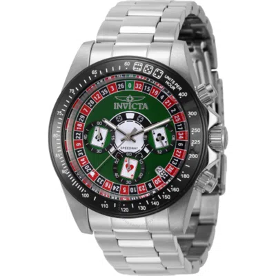 Invicta Speedway Roulette Casino Chronograph Gmt Quartz Green Dial Men's Watch 44642 In Metallic