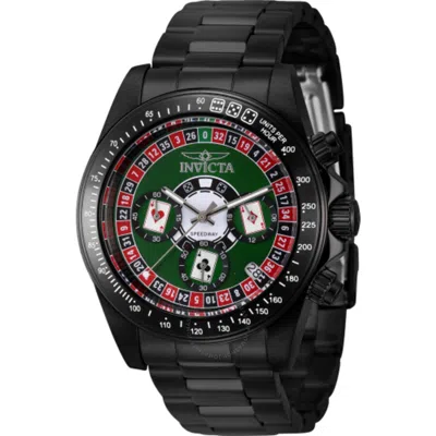 Invicta Speedway Roulette Casino Chronograph Gmt Quartz Green Dial Men's Watch 44645 In Black