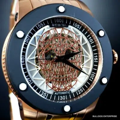 Pre-owned Invicta Speedway Skull Sketonized Rose Gold Tone Steel Automatic 51mm