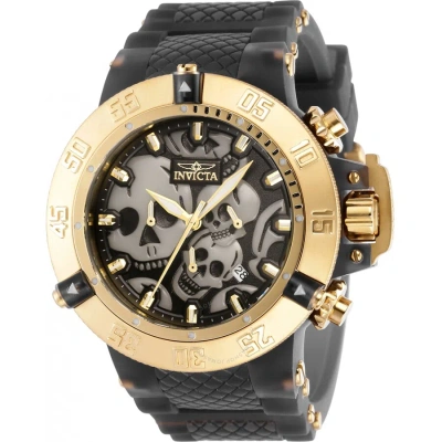 Invicta Subaqua Chronograph Quartz Black Dial Skull Men's Watch 37327 In Gold