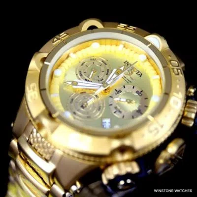 Pre-owned Invicta Subaqua Noma V Gold Plated Stainless Steel Chronograph 50mm Watch