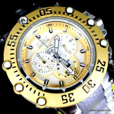 Pre-owned Invicta Subaqua Noma Vii Gold Tone Mop Stainless Steel Swiss Mvt Watch 52mm