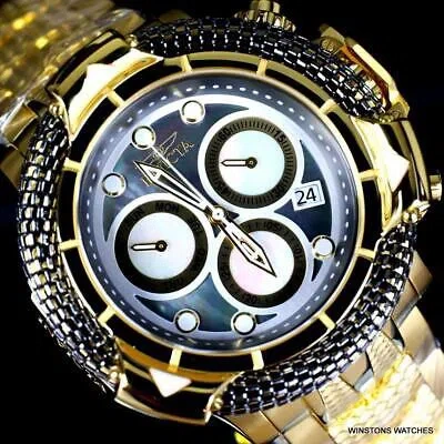 Pre-owned Invicta Subaqua Poseidon Bolt Hybrid Black Mop Gold Plated Swiss 55mm Watch