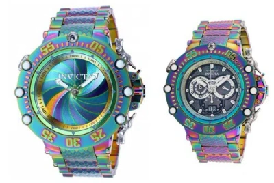 Pre-owned Invicta Subaqua Shutter Men's 52mm Rainbow Iridescent Swiss Chrono Watch 35468