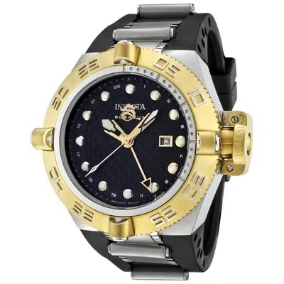 Pre-owned Invicta Swiss Made  1157 Subaqua Noma Iv Gmt Two-tone Black Dial Men's Watch