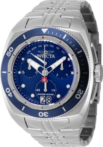 Pre-owned Invicta Swiss Made Silver/blue 44773 Swiss Quartz 46mm Chrono Date Men's Watch