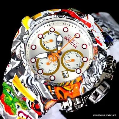 Pre-owned Invicta The Subaqua Graffiti Steel Hydroplated Bracelet Swiss Mvt Watch 50mm