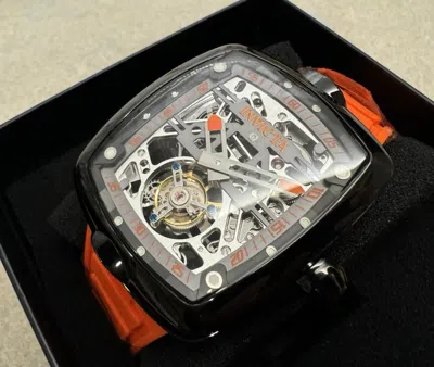 Pre-owned Invicta Tourbillon S1 Rally Diablo Mens Watch Skeleton Dial 35282 Orange/black