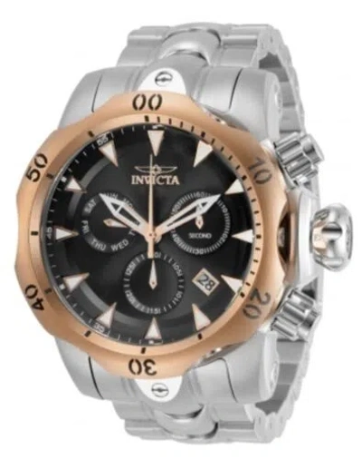 Pre-owned Invicta Venom 29646 53.7mm Black Dial Stainless Steel Watch.