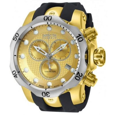 Invicta Venom Champagne Dial Black Polyurethane Gold Ion-plated Men's Watch 16151 In Black / Champagne / Gold / Skeleton
