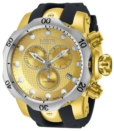 Pre-owned Invicta Venom Champagne Dial Black Polyurethane Gold Ion-plated Men's Watch