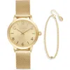 Invicta Wildflower Mesh Strap Watch & Bracelet Set In Gold