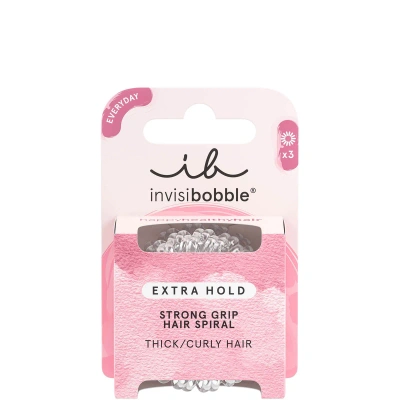 Invisibobble Crystal Clear Extra Hold Hair Ties (pack Of 3) In White