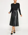 Invitee Juniors' Attached Skirt Midi Sweater Dress In Black