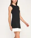 Invitee Juniors' Contrast Pleated Scoop Neck Sweater Dress In Black