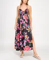 Invitee Juniors' Printed Smocked-bodice Slit-front Dress