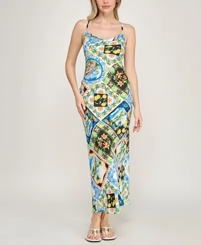 Invitee Women's Strappy Cowl Neck Midi Dress In Multi