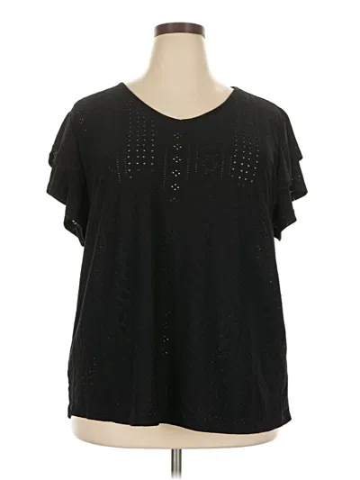 Pre-owned In'voland Short Sleeve Top Black Keyhole Neckline Tops
