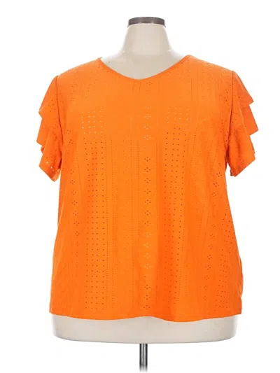 Pre-owned In'voland Short Sleeve Top Orange Cold Shoulder Neckline Tops