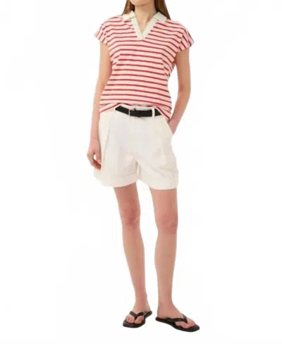 Inwear Cap Sleeve Polo Shirt In Red/white