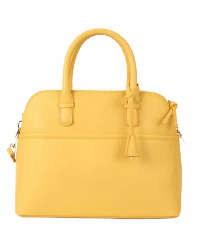 Inzi Women's Double Handle Structured Satchel Bag In Yellow