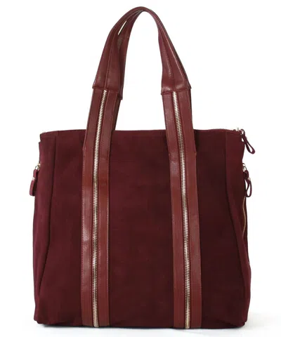 Inzi Women's Leather And Suede Tote Bag In Wine In Pink
