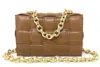 Inzi Woven Chain Strap Pouch Bag In Camel In Brown