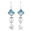 Io Si 18k White Gold 0.02ct Diamond And Blue Gemstone Earrings In White