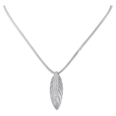 Pre-owned Io Si 18k White Gold 0.48ct Diamond And Rock Crystal Pendant Necklace