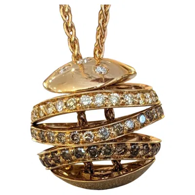 Pre-owned Io Si Italy 18k Rose Gold Diamond Bauble Pendant Necklace In Red