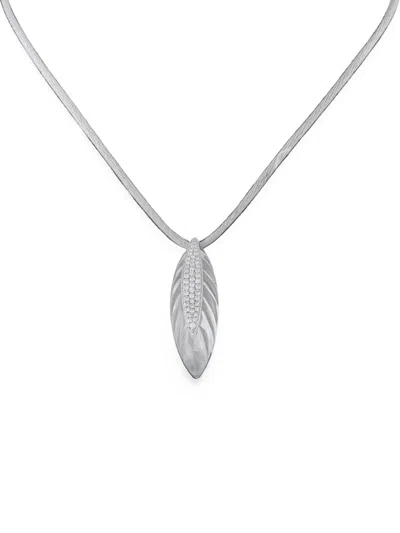 Pre-owned Io Si Rock Crystal And Diamond Necklace In Silver