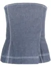 Ioana Ciolacu Contrasting-stitch Bustier Top In Blue