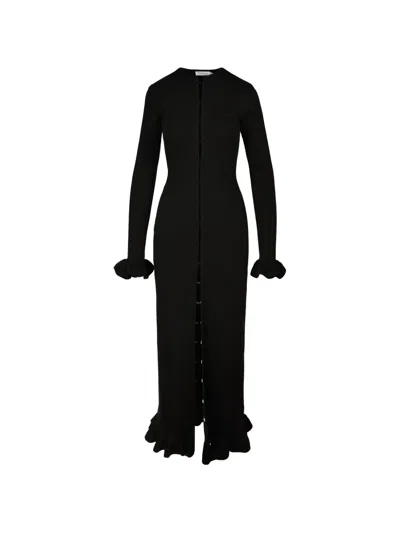 Ioana Ciolacu Daffodil Ruffled-trim Maxi Dress In Black