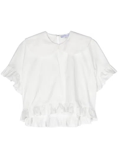 Ioana Ciolacu Dahlia Ruffled Blouse In 白色