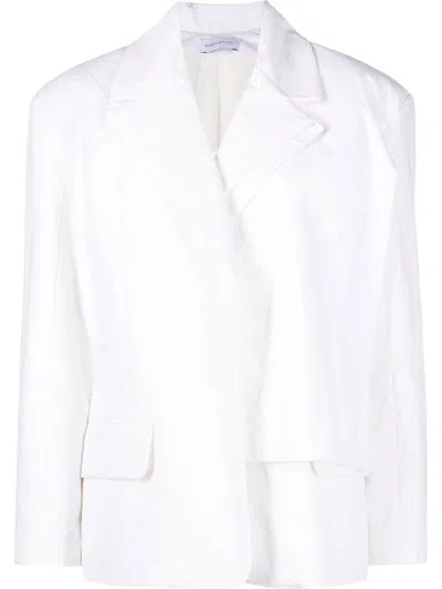 Ioana Ciolacu Deconstructed Double-breasted Blazer In White