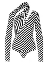 Ioana Ciolacu Diagonal-stripe Cut-out Bodysuit In Black