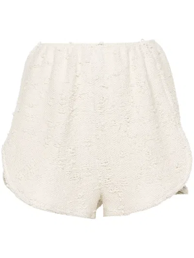 Ioana Ciolacu Distressed-effect Knitted Shorts In Neutrals