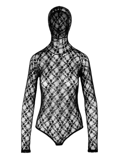 Ioana Ciolacu Lace-pattern Hooded Top In Black