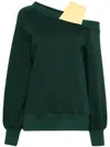 Ioana Ciolacu Nutmeg Off-shoulder Sweatshirt In Green