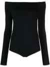Ioana Ciolacu Off-shoulder Long-sleeve Bodysuit In Black