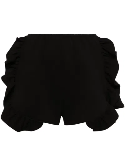 Ioana Ciolacu Peony Ruffled Jersey Shorts In Black