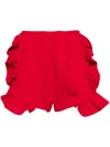 Ioana Ciolacu Peony Ruffled Jersey Shorts In Red