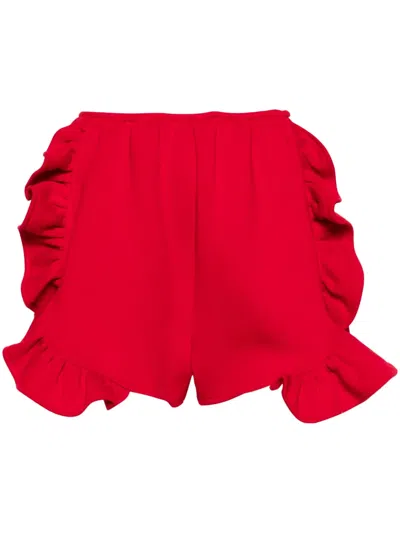 Ioana Ciolacu Peony Ruffled Jersey Shorts In Red