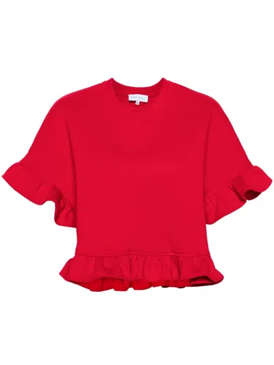 Ioana Ciolacu Peony Ruffled Jersey Top In Red