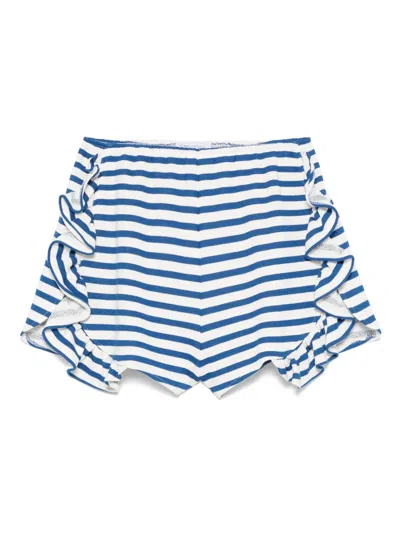 Ioana Ciolacu Striped Peony Ruffled Shorts In Blau